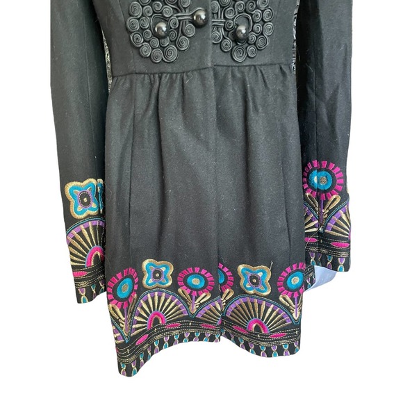 Plenty by Tracy Reese Womens Embroidered Dress Coat Long Sleeve Size 2 Black - Picture 4 of 10